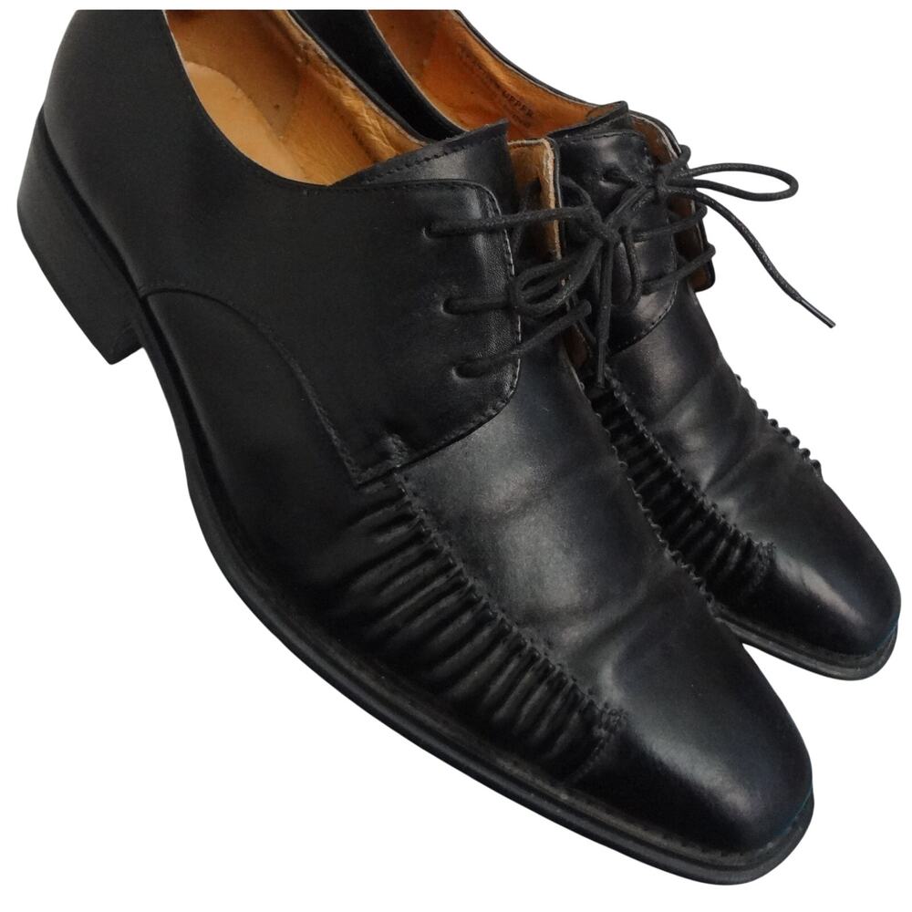 Zota Square Toe Mens Dress Shoes Crouched Black Leather Oxfords Square Toe 10